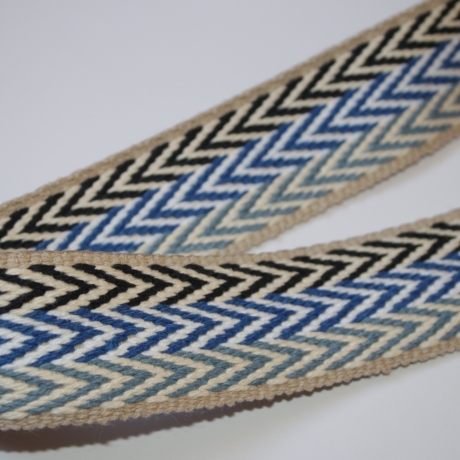 Gurtband Baumwolle triple Chevron 40 mm jeansblau blau natur