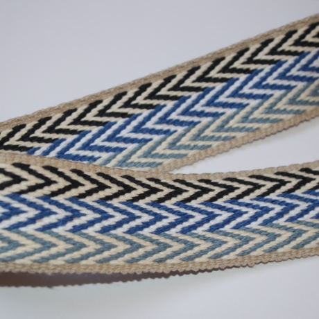 Gurtband Baumwolle triple Chevron 40 mm jeansblau blau natur