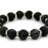 Lava-Kugel-Armband (elastisch) in Schwarz mit Strass-Elementen