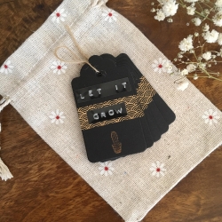 5 Geschenk-Anhänger • Let it grow • inkl. Tasche & Band