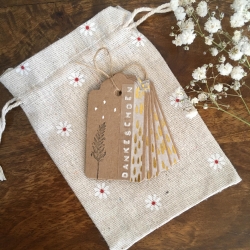 Dankeschön • 5 Geschenkanhänger inkl. Tasche & Band
