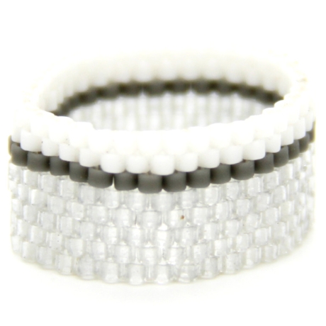Miyuki-Delica-Glasperlen-Bandring in Silber, Grau und Weiß
