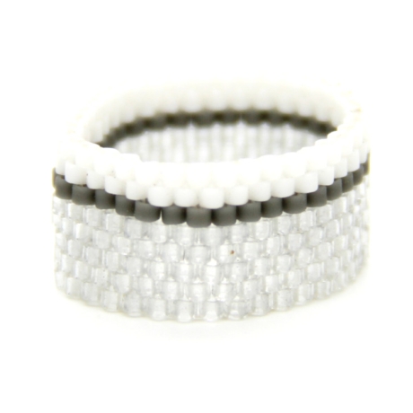 Miyuki-Delica-Glasperlen-Bandring in Silber, Grau und Weiß