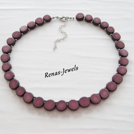 Kette kurz Collier Palmsamenkette Palmsamen Perlen Aubergine