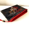 Flaches Schminktäschchen schwarz rot Polyester-Bouclè 21x15cm