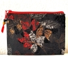 Flaches Schminktäschchen schwarz rot Polyester-Bouclè 21x15cm
