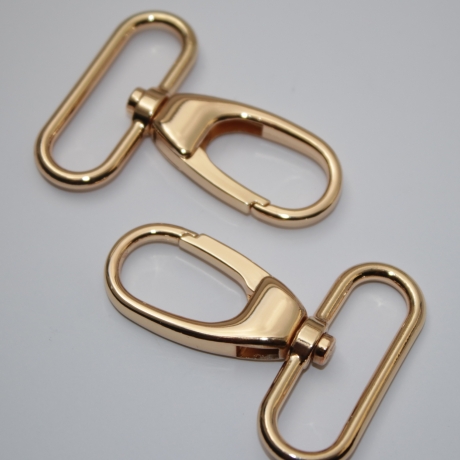 3x Karabinerhaken 40 mm / 38 mm gold -alt- formschön LE