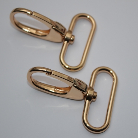 3x Karabinerhaken 40 mm / 38 mm gold -alt- formschön LE