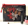 Flaches Schminktäschchen schwarz rot Polyester-Bouclè 21x15cm