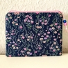 Schminktäschchen Etui Dunkelblau Rosa Violett Blümchen 18x14cm