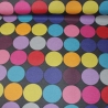 AUS beschichtete Baumwolle bunte Kreise / Punkte schwarzer Grund 