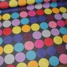 AUS beschichtete Baumwolle bunte Kreise / Punkte schwarzer Grund 