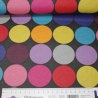 AUS beschichtete Baumwolle bunte Kreise / Punkte schwarzer Grund 