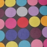 AUS beschichtete Baumwolle bunte Kreise / Punkte schwarzer Grund 