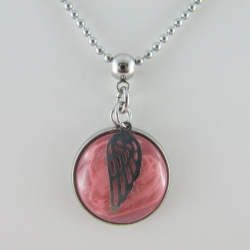 Lange Kette mit Polaris Cabochon Rosa (378)