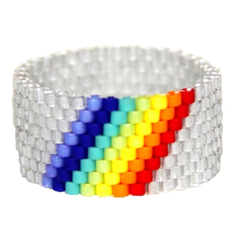 Miyuki-Delica-Glasperlen-Bandring in Silber und Regenbogenfarben