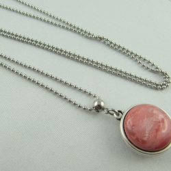 Lange Kette mit 2in1 Polaris Cabochon Rot Rosa (389)