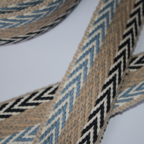 Gurtband Baumwolle triple Chevron 40 mm blau natur sand #3