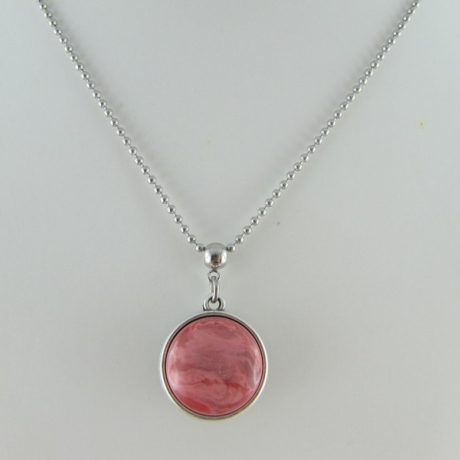 Lange Kette mit 2in1 Polaris Cabochon Rot Rosa (389)