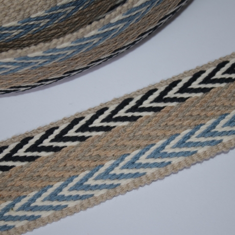 Gurtband Baumwolle triple Chevron 40 mm blau natur sand #3