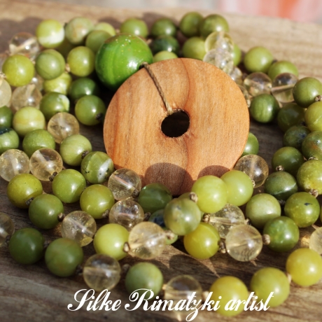 farbenfrohe Malakette Olivin Citrin  joyful mala 108 Perlen