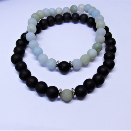 Partnerarmband Armband Schwarz Grün Perlenarmband Unisex Liebe