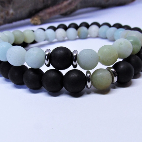 Partnerarmband Armband Schwarz Grün Perlenarmband Unisex Liebe