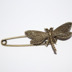 Libelle mit Sicherheitsnadel altmessing Antecknadel