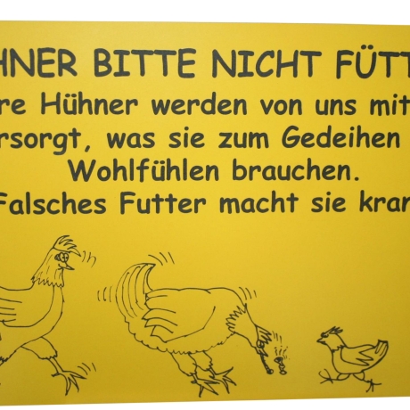 Schild Hühner füttern verboten No.1 - 15x20 cm - Gravurschild