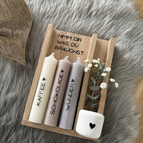 Kerzenset „nimm dir was du brauchst“, Geschenkset