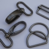 SET 30 mm altsilber Karabinerhaken Schieber D-Ringe antiksilber