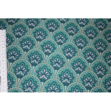 beschichtete Baumwolle Abstrakt Blumen teal petrol Poppy Fabrics