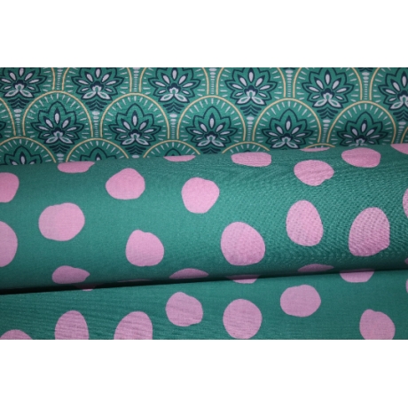 beschichtete Baumwolle Dots Punkte pink auf petrol Poppy Fabrics