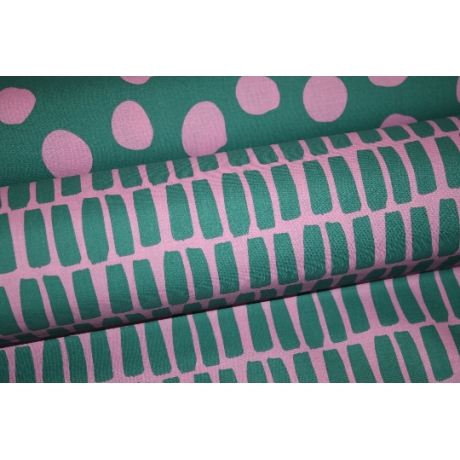beschichtete Baumwolle Dots Punkte pink auf petrol Poppy Fabrics