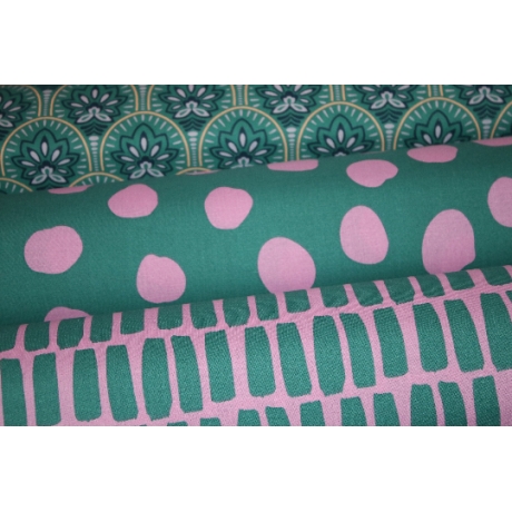 beschichtete Baumwolle Dots Punkte pink auf petrol Poppy Fabrics