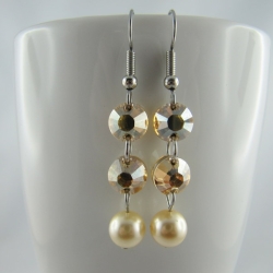 Ohrringe Crystal Golden Shadow Perlen Light Gold