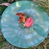 Ceramic decorative plate rabbit with rose petals