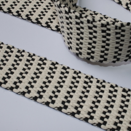 Gurtband Baumwolle Domino schwarz / natur 40 mm recycelt