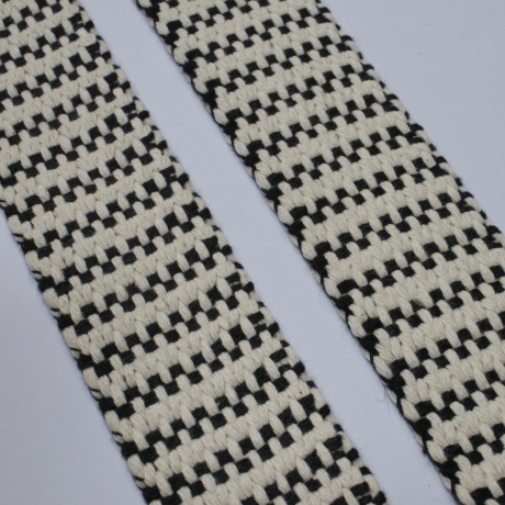 Gurtband Baumwolle Domino schwarz / natur 40 mm recycelt