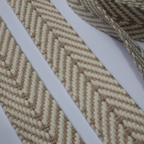 Gurtband Baumwolle Fischgrät sand / natur 40 mm Chevron recycelt