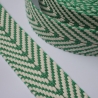 Gurtband Baumwolle Fischgrät grün / natur 40 mm Chevron recycelt