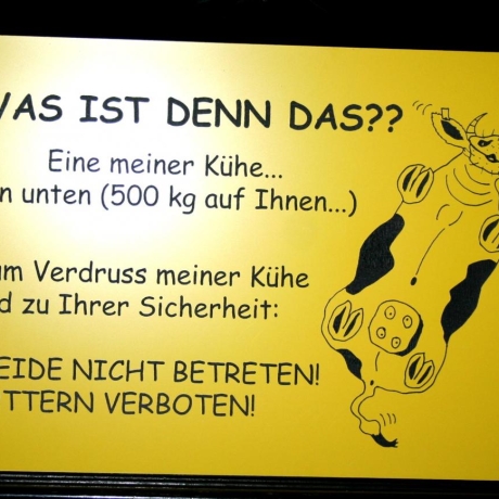 Warnschild Kuhweide betreten verboten 1 - Gravurschild