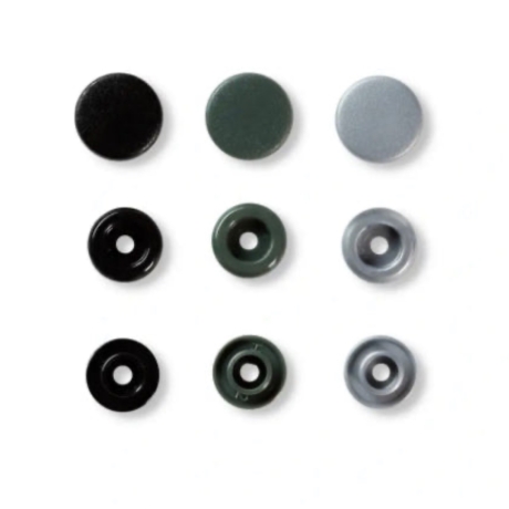 Druckknopf Color Snaps, Prym Love/12,4mm/Grau, Schwarz Art.393003