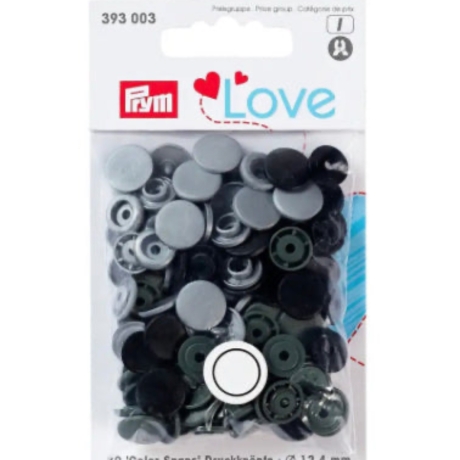 Druckknopf Color Snaps, Prym Love/12,4mm/Grau, Schwarz Art.393003