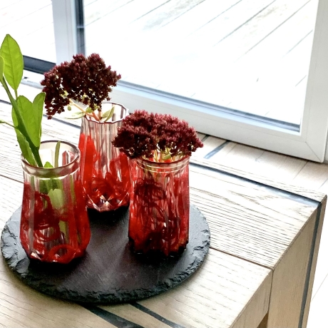 3er Set Vasen, kleine Tischvasen aus Epoxidharz