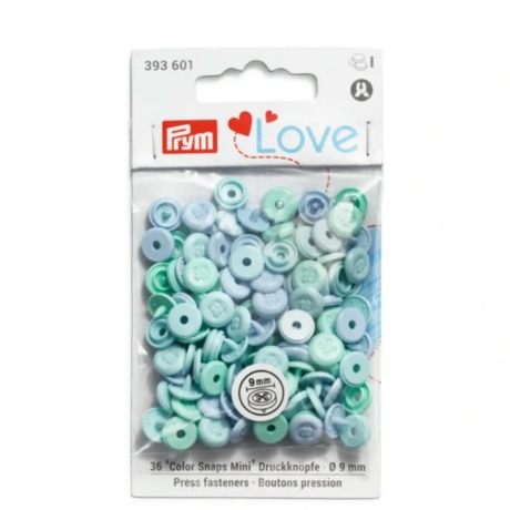 Druckknopf Mini Color Snaps, Prym Love,9mm, Hellblau Mint 393601