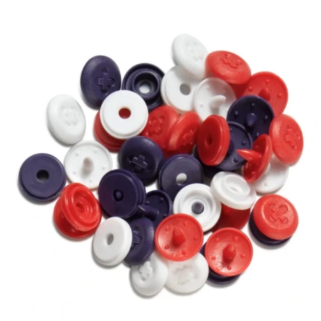 Druckknopf Mini Color Snaps, Prym Love,9mm, Weiss Rot Blau 393603