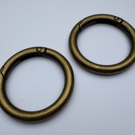 2x Rundkarabiner altmessing 46 mm / 34 mm Taschenring