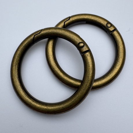 2x Rundkarabiner altmessing 46 mm / 34 mm Taschenring