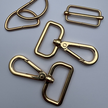 Taschenset 30 mm gold / rosAgold Karabiner D-Ringe + Schieber